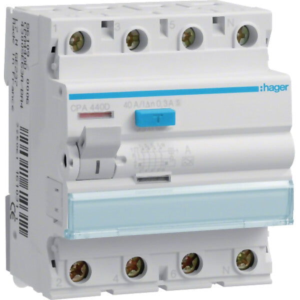 Hager FI-Schutzschalter 4p.40A/300mA Sel,6kA CPA440D